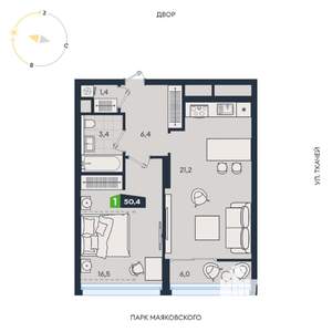 1-к квартира, вторичка, 50м2, 2/31 этаж