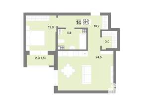 1-к квартира, строящийся дом, 57м2, 10/17 этаж