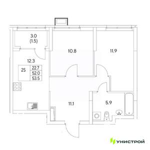 2-к квартира, вторичка, 54м2, 10/31 этаж