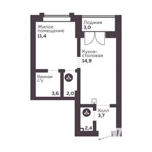 1-к квартира, вторичка, 38м2, 10/30 этаж