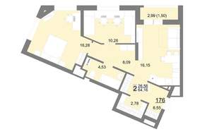 2-к квартира, вторичка, 64м2, 17/22 этаж