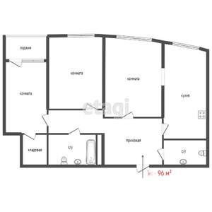 3-к квартира, вторичка, 104м2, 6/26 этаж