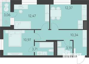 2-к квартира, вторичка, 55м2, 10/25 этаж
