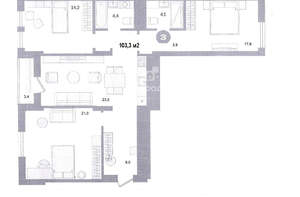 3-к квартира, вторичка, 107м2, 8/9 этаж