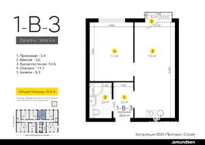 1-к квартира, вторичка, 37м2, 5/14 этаж