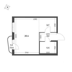 Студия квартира, вторичка, 34м2, 9/16 этаж