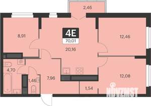 3-к квартира, вторичка, 70м2, 14/17 этаж