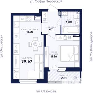 1-к квартира, вторичка, 40м2, 9/17 этаж