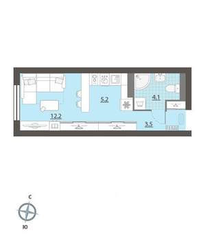 Студия квартира, вторичка, 25м2, 22/32 этаж