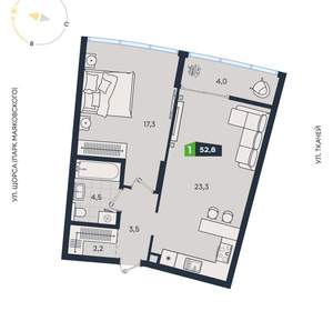 1-к квартира, вторичка, 53м2, 2/30 этаж