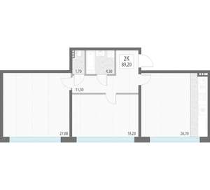 2-к квартира, строящийся дом, 89м2, 4/9 этаж