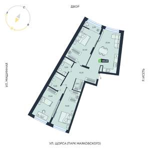 3-к квартира, строящийся дом, 120м2, 15/31 этаж