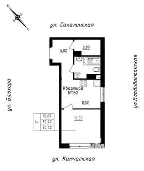 Студия квартира, строящийся дом, 30м2, 14/25 этаж