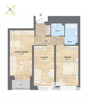 2-к квартира, вторичка, 63м2, 3/30 этаж