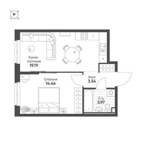 1-к квартира, строящийся дом, 41м2, 3/25 этаж