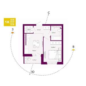 1-к квартира, вторичка, 32м2, 17/20 этаж