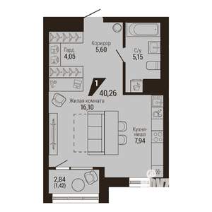 1-к квартира, вторичка, 40м2, 3/23 этаж