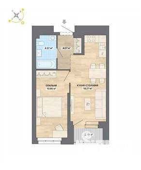 1-к квартира, вторичка, 43м2, 6/30 этаж