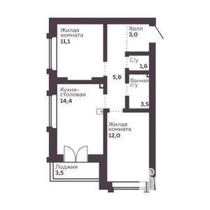 2-к квартира, вторичка, 51м2, 26/30 этаж