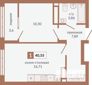 1-к квартира, строящийся дом, 41м2, 20/23 этаж