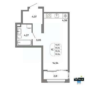 Студия квартира, вторичка, 33м2, 18/32 этаж