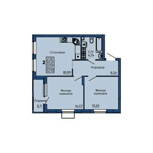 2-к квартира, вторичка, 61м2, 9/13 этаж