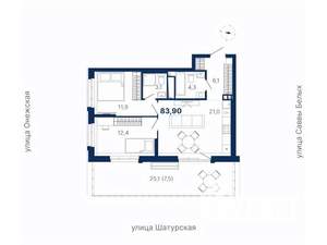 2-к квартира, вторичка, 84м2, 3/17 этаж
