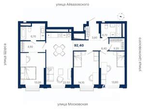 3-к квартира, вторичка, 92м2, 20/29 этаж
