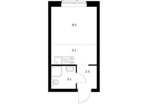 Студия квартира, вторичка, 20м2, 12/24 этаж