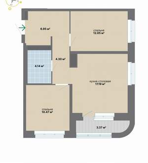 2-к квартира, вторичка, 58м2, 8/24 этаж