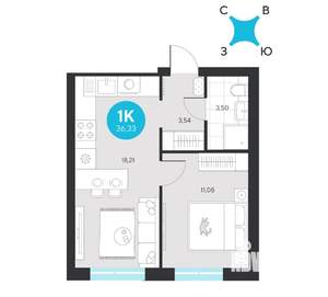 1-к квартира, вторичка, 36м2, 3/23 этаж