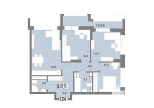 3-к квартира, вторичка, 85м2, 20/25 этаж