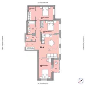 3-к квартира, вторичка, 88м2, 12/21 этаж