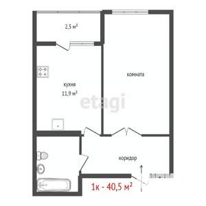 1-к квартира, вторичка, 41м2, 1/6 этаж