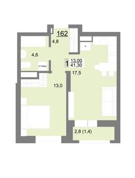 1-к квартира, вторичка, 41м2, 19/26 этаж
