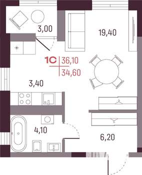 1-к квартира, вторичка, 35м2, 11/25 этаж