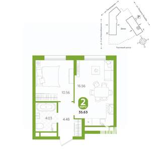 2-к квартира, вторичка, 36м2, 3/24 этаж