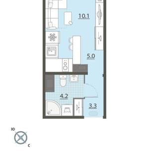 Студия квартира, вторичка, 23м2, 19/24 этаж