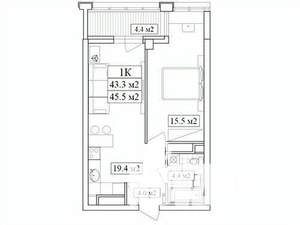 1-к квартира, вторичка, 43м2, 4/31 этаж