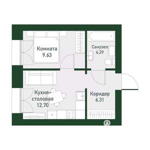 1-к квартира, вторичка, 32м2, 3/4 этаж
