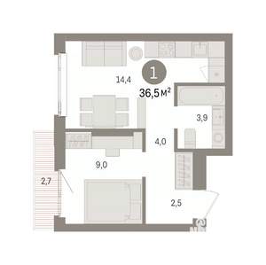 1-к квартира, вторичка, 37м2, 10/25 этаж