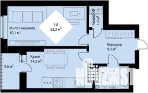 1-к квартира, вторичка, 50м2, 18/25 этаж