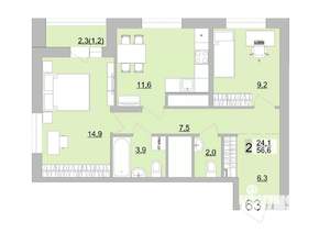 2-к квартира, вторичка, 57м2, 10/24 этаж