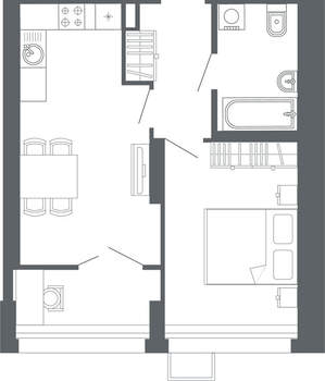 1-к квартира, вторичка, 41м2, 18/24 этаж