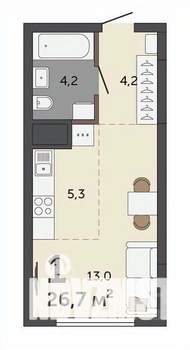 Студия квартира, строящийся дом, 27м2, 12/30 этаж