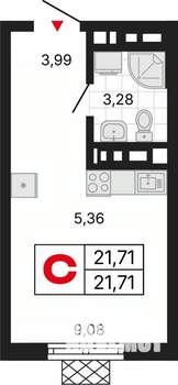 Студия квартира, вторичка, 22м2, 22/30 этаж