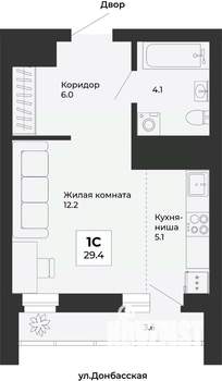 Студия квартира, строящийся дом, 29м2, 25/25 этаж
