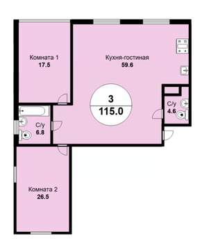 3-к квартира, вторичка, 115м2, 2/12 этаж