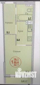 Студия квартира, вторичка, 30м2, 10/16 этаж