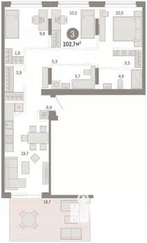 3-к квартира, вторичка, 97м2, 1/9 этаж